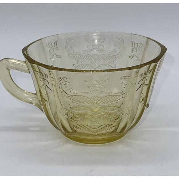 Set of 2 Amber Federal Glass Madrid 3 3/4” Round Tea/Coffee Cup, Vintage - Picture 1 of 5